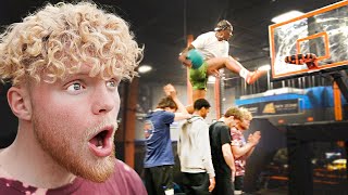 Trampoline Dunk Contest VS Pro Dunkers At Sky Zone!