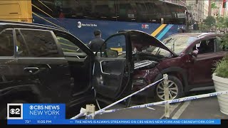 10 injured after man driving stolen car flees police in Manhattan