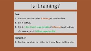 Is It Raining? (Java exercise using boolean variables and if statements)