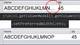Java Table Colum Width Size Fix
