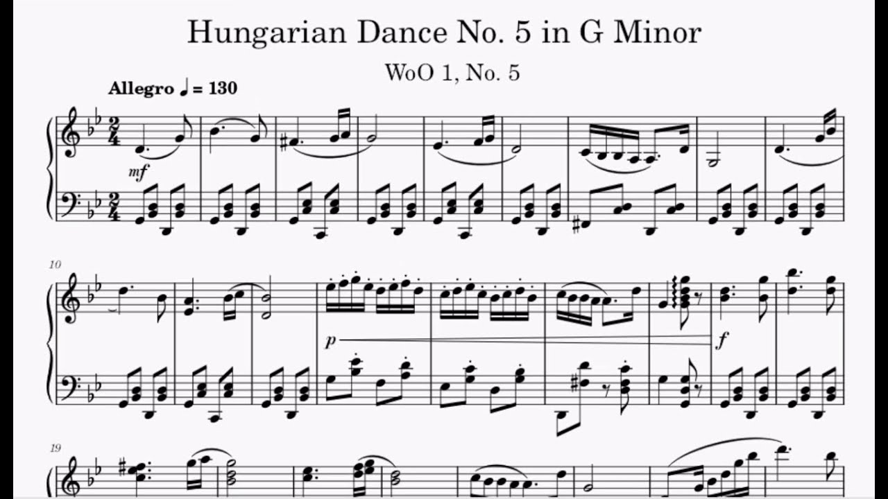 Brahms - Hungarian Dance No. 5 In G Minor, WoO 1, No. 5 - YouTube