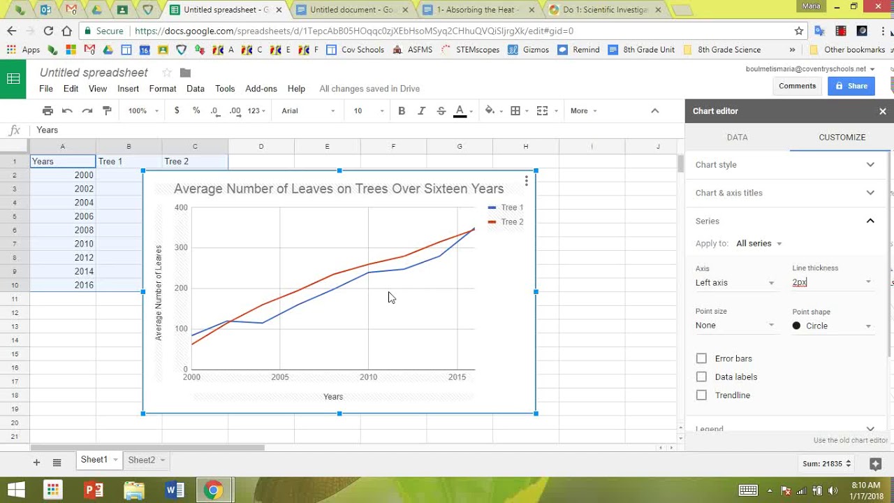 Making A Multi-Line Graph Using Google Sheets 1/2018 - YouTube