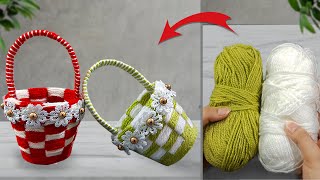 Make a flower vase from a Paper Cup and woolen yarn | Woolen Flowers vase craft idea 🌹🌺 | Home Decor