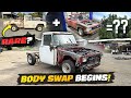 RARE 1967 Toyota Stout gets CUT UP! Can we combine it with a 1992 Toyota. Body Swap PT 1!!