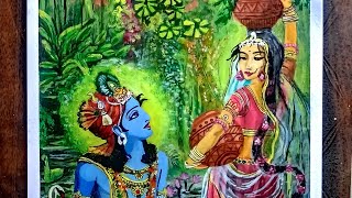 radha krishna painting | acrylic painting of Radha Krishna | acrylics on ivory sheet
