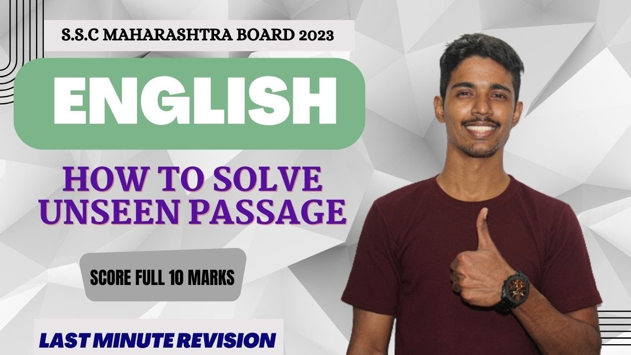 How To Solve English Unseen Passage And Score That Whole 10marks