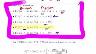 Normal Approximation of Binomial Distribution - Specifying Continuity Corrections