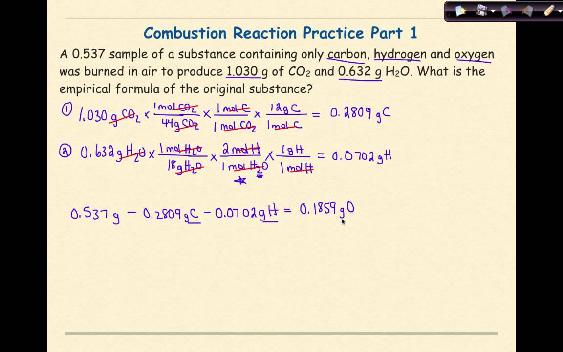 Combustion Reactions Problem #1 - YouTube