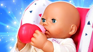 Baby Annabell doll & Baby doll feeding time & cooking toy food. Baby dolls videos for kids.