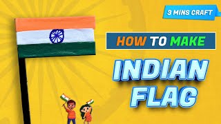 How To Make Indian Flag With Wooden Stick | Flag Making Craft Ideas | 3 Mins Craft - Diy