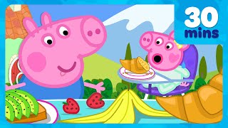 George Pig And The Giant Food! 🍌 Evie Pig's Breakfast Time 🥐 Peppa Pig Full Episodes | 30 Mins