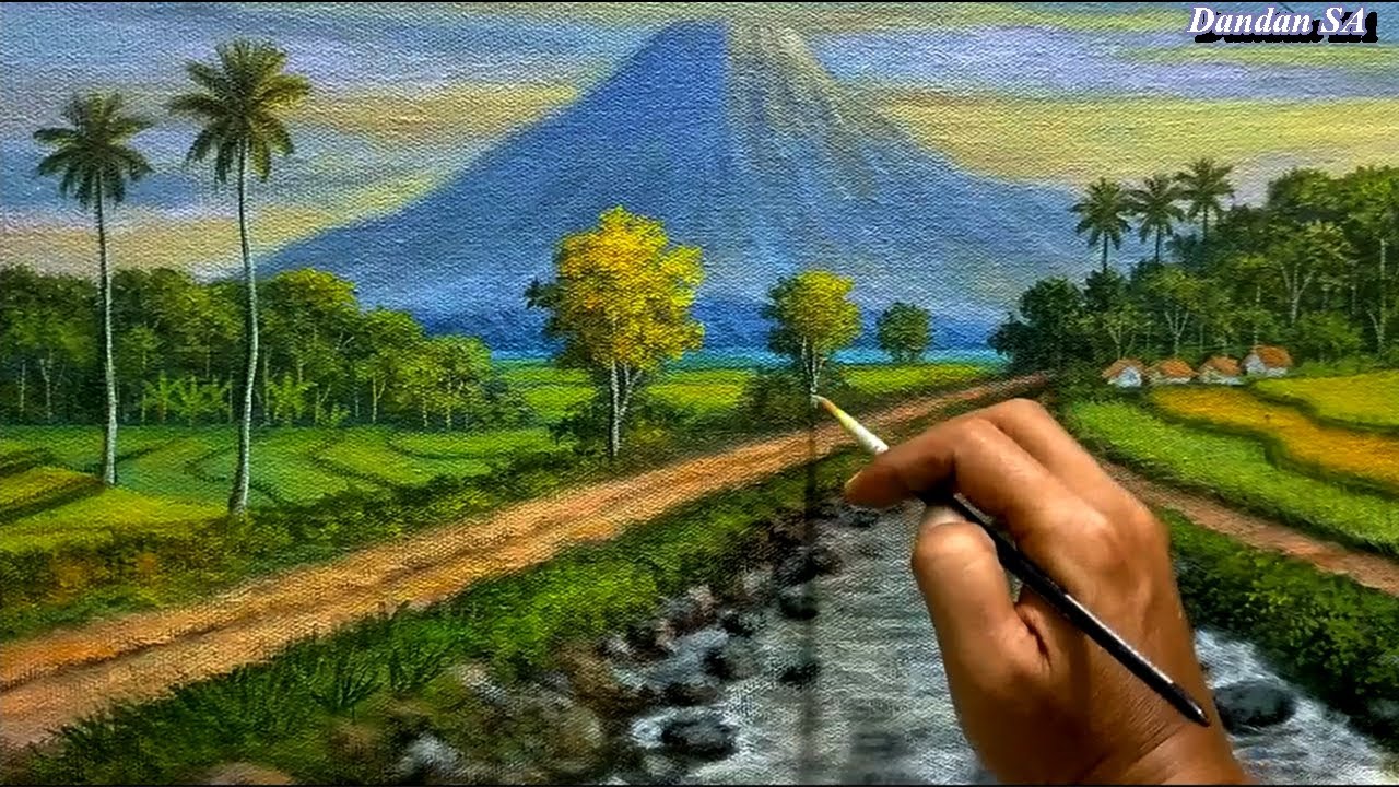 CARA MENGGAMBAR - MELUKIS PEMANDANGAN ALAM / HOW TO DRAW SCENERY BY ...