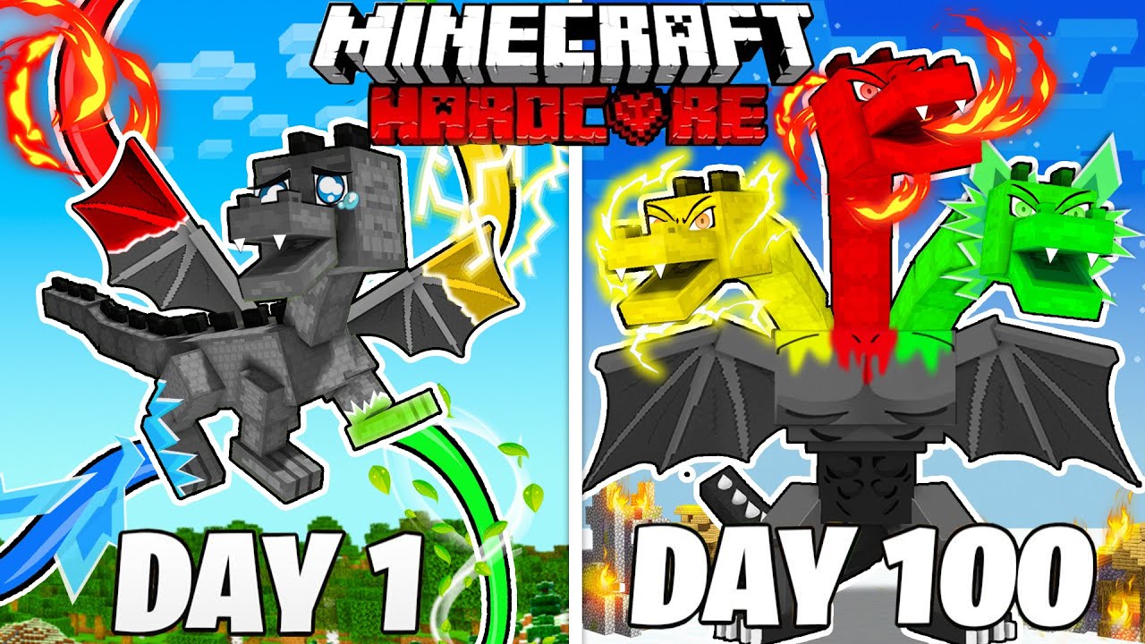 I Survived 100 Days As An Elemental Dragon In Hardcore Minecraft Youtube
