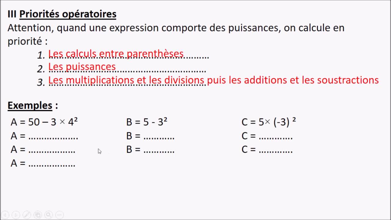 Niveau 3ème : CN3 - Priorités Opératoires Avec Les Puissances - YouTube