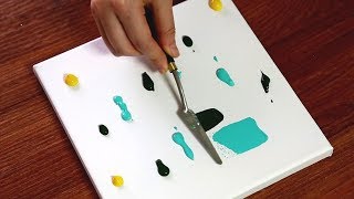 Easy Abstract painting with glitter 24｜Acrylics demonstration｜Satisfying｜Art Therapy｜Lake Landscape