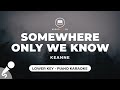 Somewhere Only We Know - Keanne (Lower Key - Piano Karaoke)