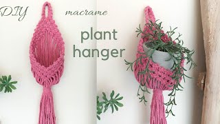 DIY macrame plant hanger, cute chubby plant holder, easy one knot pattern, make your own home decor