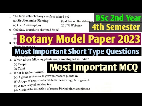 Bsc 4th Semester Botany Model Paper 2023/Botany Model Paper Bsc 4th ...