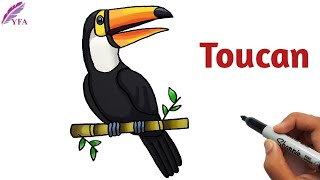 How to Draw Bird Easy 🐦 Toucan Bird Drawing 🐦 Yaazhini Fine Art #shorts