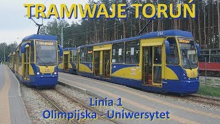 Tramwaje Toruń 2019 - CABVIEW. Linia 1 Olimpijska - Uniwersytet.