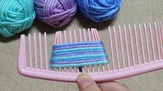 Easy Woolen Flower Craft Ideas with Hair Comb - Hand Embroidery Amazing Trick - Wool Design