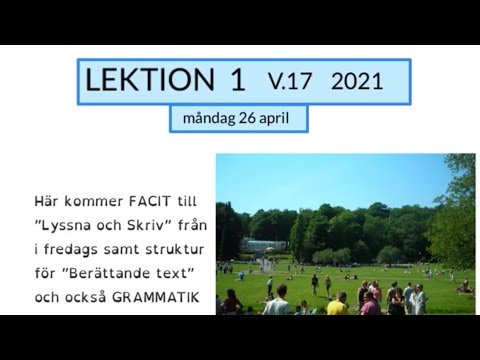 How To Learn Swedish Lektion 1 V.17 2021 - YouTube