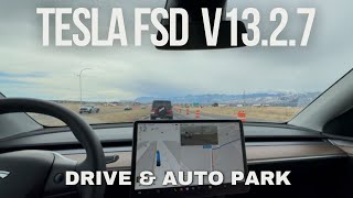 Tesla FSD v13.2.7 Short Drive & Auto Park