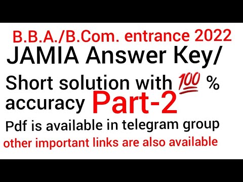 BBA/B.Com Entrance Exam Answer Key/short Solution 2022 JAMIA, 💯 ...