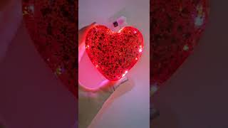 Handmade Bright Red Glitter Light Up Heart Jewelry Box, Red Heart box with red Glitter, #heart #love