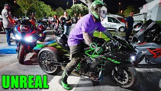 M1000rr & Stretched Ninja H2 Crash Local Bike Night