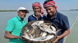 বিদ্যা নদীর মুখে বরশি দিয়ে,বেশ কিছু চটা বেলে মাছ পেলাম 24 hours hook fishing in sundarban river