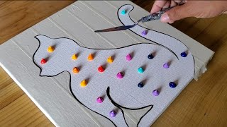 Cat / Easy Abstract Painting Demo Using Masking Tape / Satisfying / Project 100 Days / Day #51