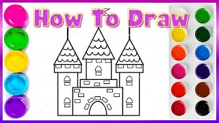How To Draw a Castle VERY EASY For Kids | Bolalar uchun qal'a chizish | Рисование замок для детей