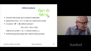 Stanford ENGR108: Introduction to Applied Linear Algebra | 2020 | Lecture 7 - VMLS linear functions