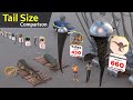 Tails Size Comparison in 3D  | animals tails | Monster | Fictional characters | Godzilla