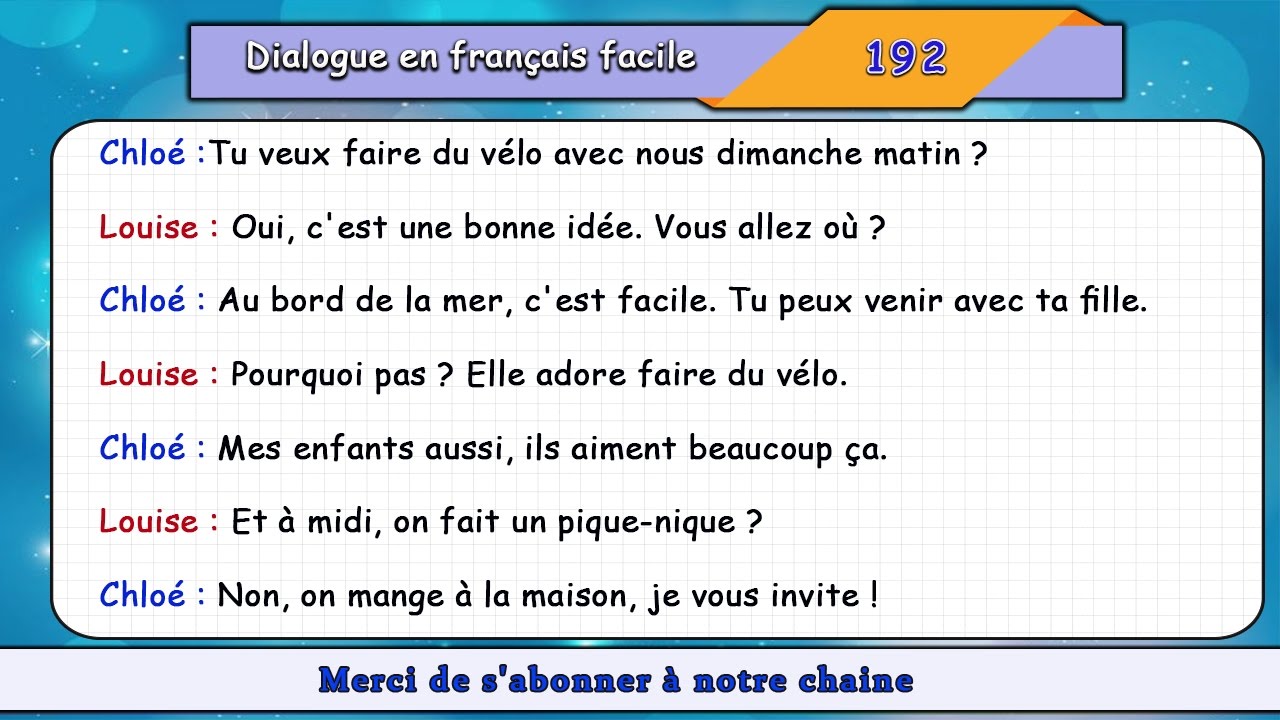 Dialogue En Français N° 192 Niveau Débutant - YouTube