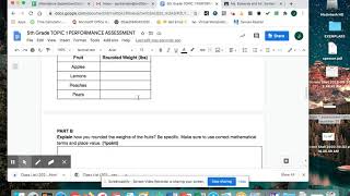 5th Grade Topic 1 Performance Assessment Instructions