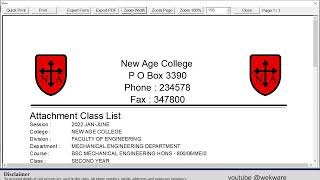 Print Student Attachment Class Lists