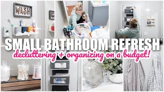 SMALL BATHROOM ORGANIZATION ON A BUDGET! \\ MOBILE HOME CLEAN AND ORGANIZE WITH ME!
