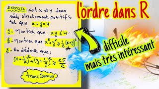 exercice corrigé : l'ordre dans R ( difficile et très intéressant ) tronc commun scientifique