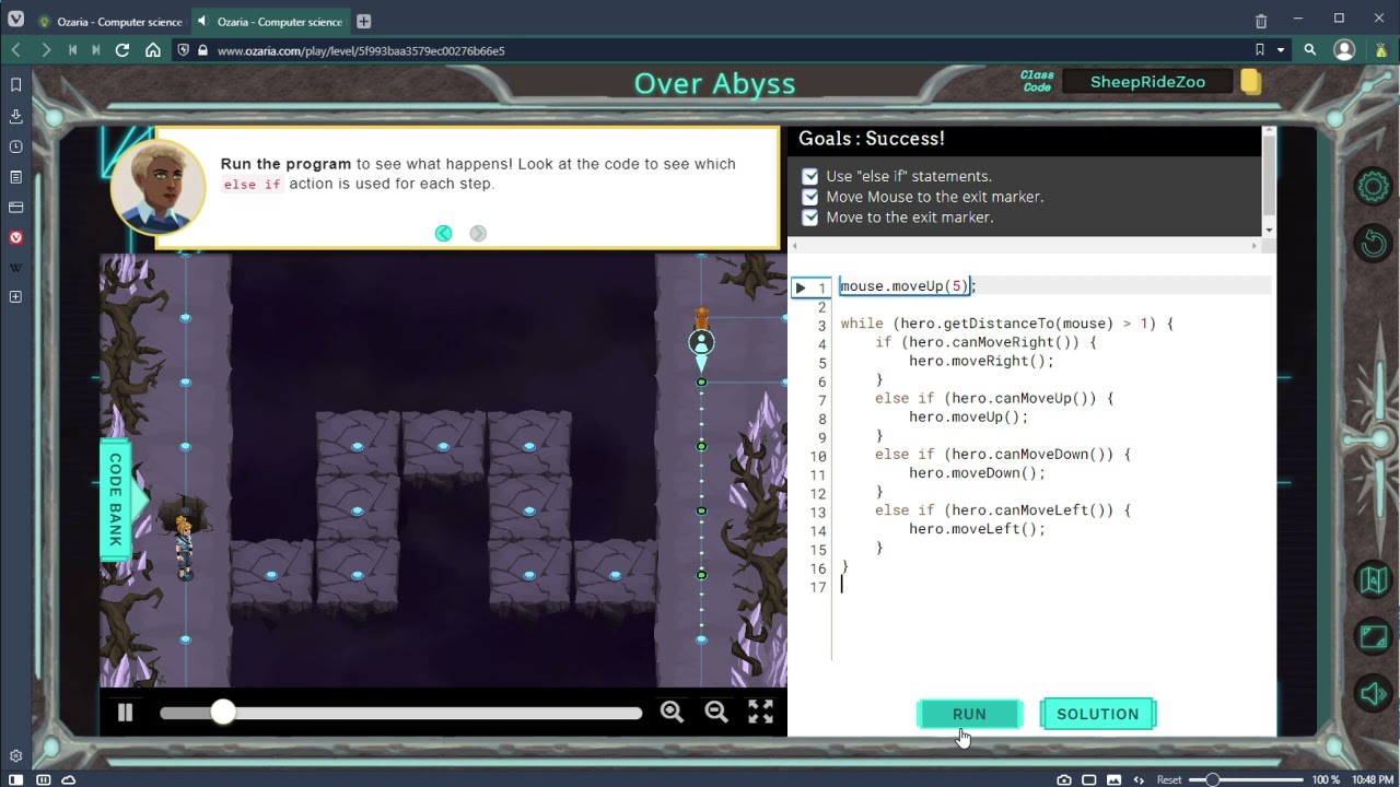 Ozaria Javascript Chapter 4 Module 1 Over Abyss Youtube