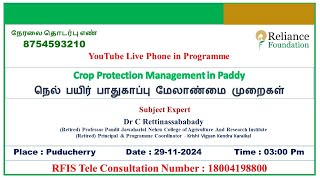 Precaution on Crop Protection Management in Paddy on Fengal Cyclone / Date :29-11-2024/Time:03:00 Pm