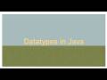 Datatypes in java