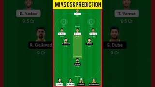 mi vs csk dream 11 prediction IPLT20 csk vs mi prediction team dream 11 mi  🆚 csk #short