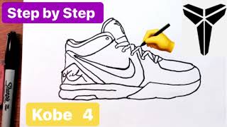 How to Draw Nike KOBE 4 Shoes - Step by Step 4 Beginners FULL Color Background #kobe #mrschuettesart
