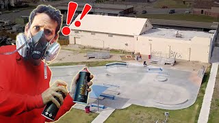Spray Painting This Entire Skatepark Wall with Giant Artwork!