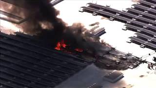 Solar panels catch fire atop Hayward commercial facility