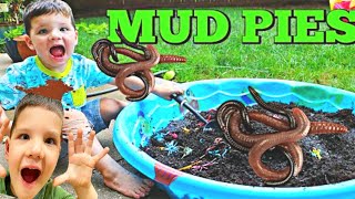 Making Mud Pies The Movie! Caleb & Mommy Play outside in Muddy Puddles, Look for Bugs & Have fun!