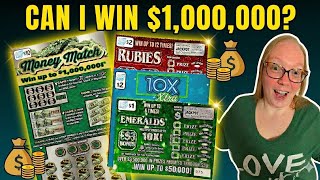 SCRATCHIN' IT ALL! Money Match, Rubies, 10x Xtra & Emeralds! Illinois lottery
