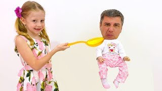 Nastya and dad came up with funny games for each other